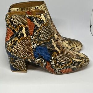 SHEIN Brown and Blue Ankle Boots with Snakeskin Pattern